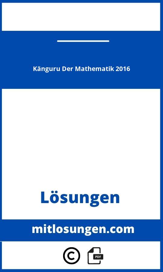 Känguru Der Mathematik 2016 Lösungen