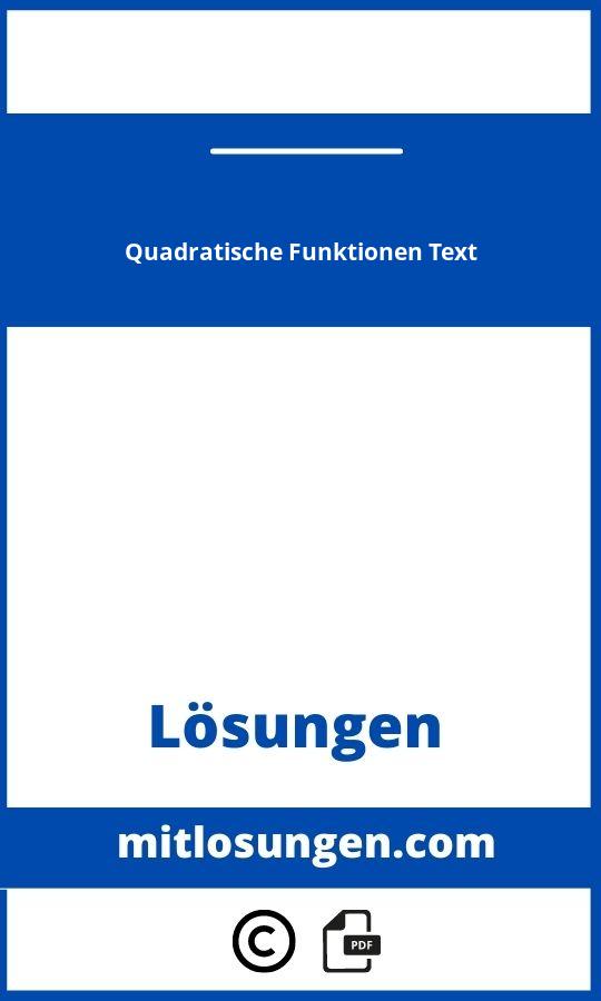 Quadratische Funktionen Textaufgaben Mit Lösungen